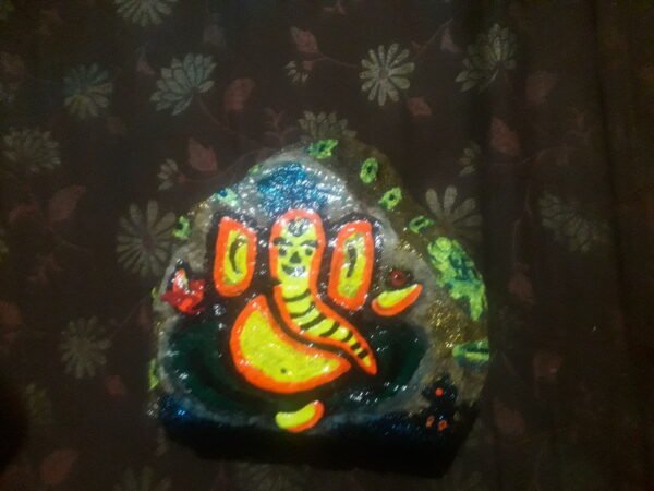 Glowing God Ganesha - HandMade Rock ART - Image 4